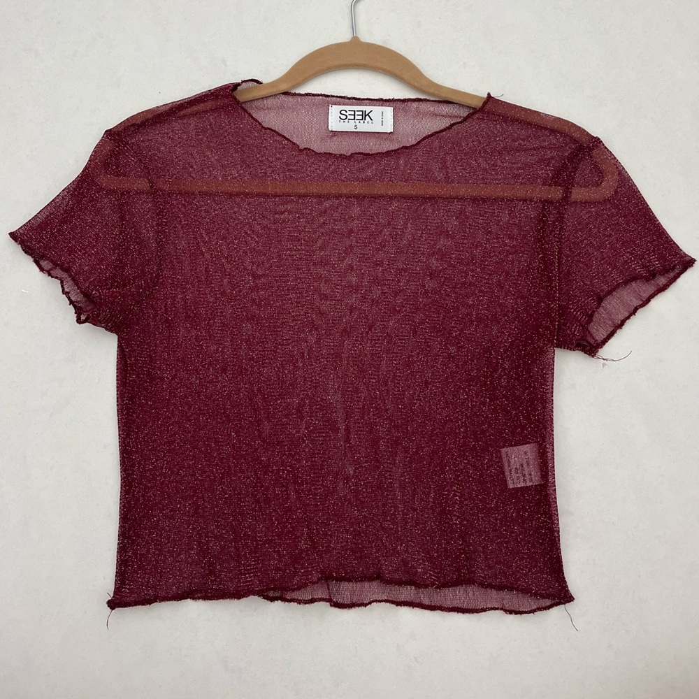Shimmer Burgundy Sheer Top